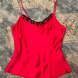 Victoria's Secret Silk Red Embellished Sleeveless Camisole